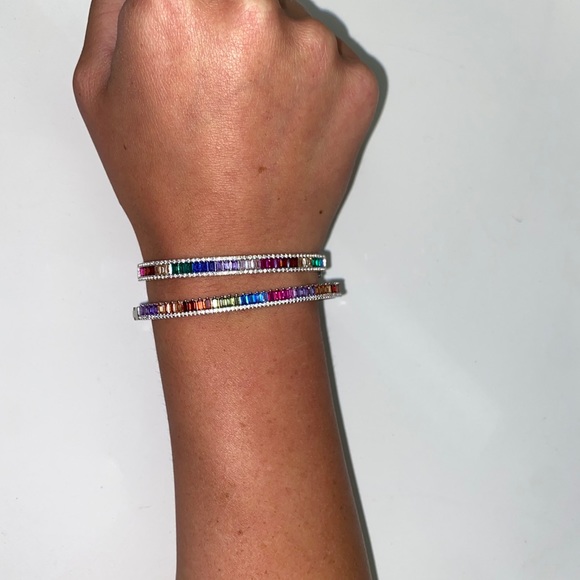 Multicolored pave bangles - Picture 2 of 2